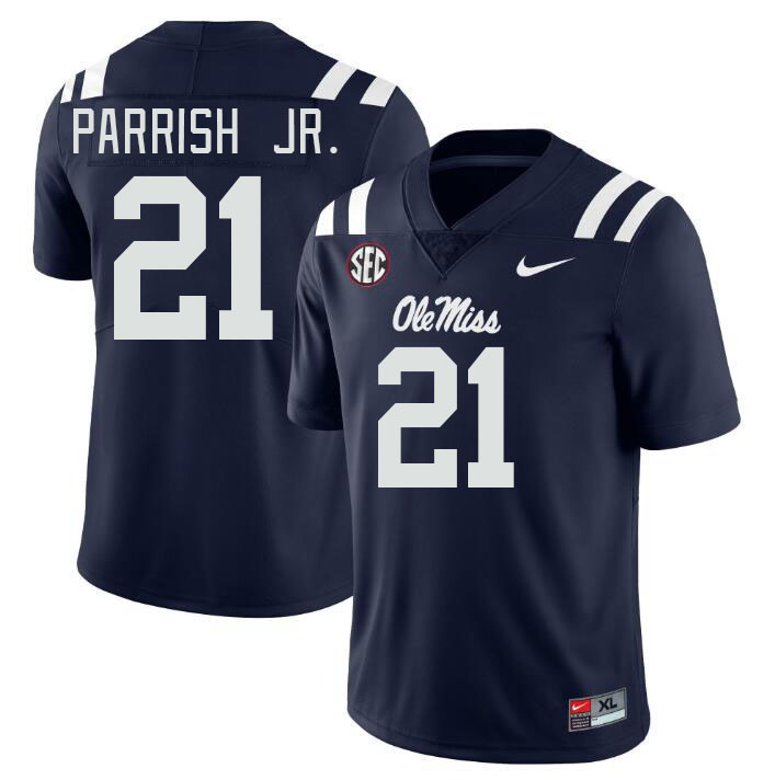 Men #21 Henry Parrish Jr. Ole Miss Rebels College Football Jerseys Stitched-Navy